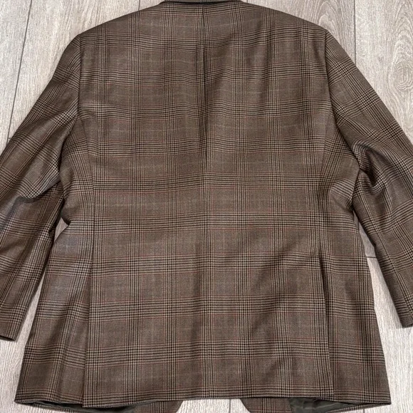 John W Nordstrom Mens 44R Blazer Sport Coat Brown LORO PIANA Wool Plaid Jacket - Picture 6 of 10